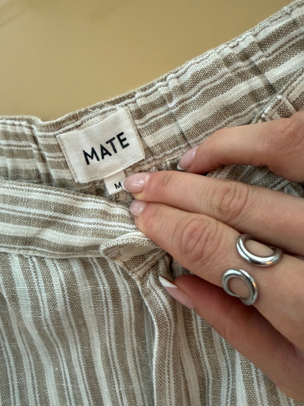 MATE The Label Linen Striped Pleated Pant